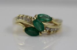 Emerald & Diamond 14k Ring