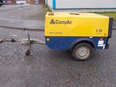 2008 Compair C25 Kubota Engine 88 CFM Compressor 2 Tool 2.5 CMM