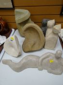 Selection of sandstone sculptors by local Welsh artist GWENDOLINE DAVIES