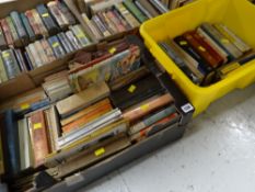 Two crates of mainly hardback books including several observer guides, novels etc