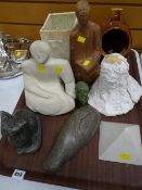 Parcel of wood, marble & sandstone sculptures by local Welsh artist GWENDOLINE DAVIES