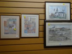 Two framed watercolours of Cardiff Bay locations by Cardiff artist MARY TRAYNOR, both signed & dated