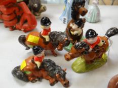 Three Norman Thelwell, Beswick comic riding figures, 'Pony Express', 'Kick Start' & 'The Learner'