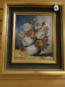 TONI BEYOM oil on board - study of flowers in a vase