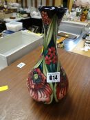 A floral Moorcroft vase by Rachel Bishop, trial piece, dated 2008, 25cms high