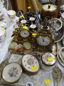 Parcel of various EPNS, reproduction clocks, marble eggs, dressing table set