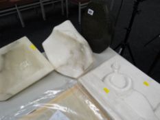 A parcel of four stone marble & plaster sculptors by local Welsh artist GWENDOLINE DAVIES