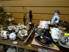 Two trays of various collectables including lustre jugs, stone specimens etc