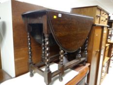 Oak barley-twist gate-leg table