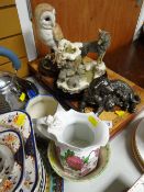 Modern boxed resin chess set, Leonardo Collection owl figurine etc, Gaudy Welsh slop bowl (A/F),