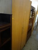 A neat lightwood modern two-door wardrobe