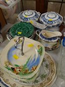 Parcel of mixed china including platters, covered tureens etc