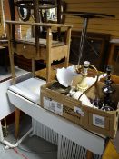 Parcel of various items including vintage Formica kitchen table, bentwood stool, electric