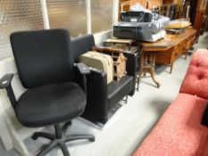 Parcel of items including an octagonal inlaid tea table, four stacking metal & wooden seated stools,