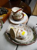 Small parcel of china including teaware, wall plates etc