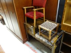 Old Charm-style telephone seat & two small child's chairs plus stool