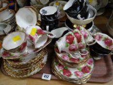 A tray of various patterned Royal Albert teaware including Old English Rose, English Beauty, Night &