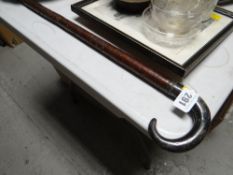 Hallmarked silver ram's horn handled walking stick