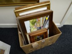 A box of various framed prints & pictures