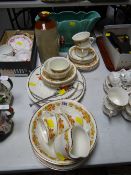 A vintage Portland pottery part-teaset, stone water bottle, 'Mid Winter' cake stand etc