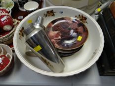 A large Staffordshire pottery wash stand bowl etc