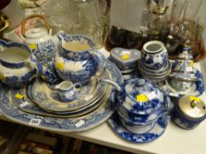 Parcel of various blue & white china including Woods, Copeland etc