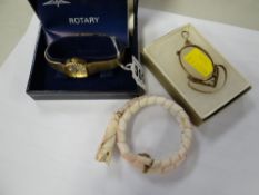 A ladies' rotary wristwatch together with an antique pair of yellow metal Lorgnetts spectacles & a