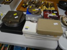 Parcel of various EPNS mostly boxed including coasters, cake forks, spoons etc