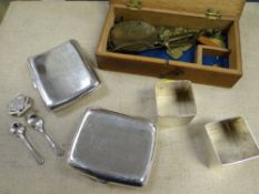 Parcel of hallmarked silver items including cigarette cases, napkin rings together with a small