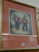 JOHN ROBERTS mixed media - two clowns performing, Gillespie's label verso entitled 'Clowns &