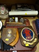 A parcel of framed medal citations, desk set & ephemera relating to the Royal Welch Fusiliers
