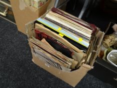 Box of LP records & vintage gramophone records