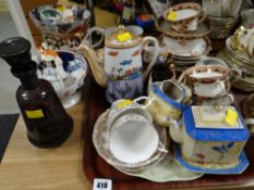 Parcel of mixed china including vintage Staffordshire teaware, Gaudy Welsh bowl etc