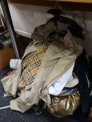 Parcel of ladies' clothing including Burberry raincoat etc