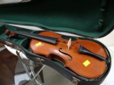 A vintage cased Ruggielli violin