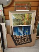Two modern hall mirrors & a parcel of framed prints & pictures