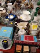 Collection of various glassware including decanters, vases, etc