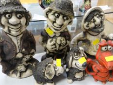 A collection of six John Hughes Groggs including fisherman, shepherd (repaired), Welsh dragon etc (