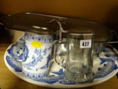 Stainless steel salmon kettle & plate, ceramic & glass steines