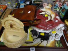 Framed tiger print, collector's doll, Beano collector's comics, leather shoulder bag etc