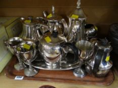 Tray of various EPNS teaware, tray etc