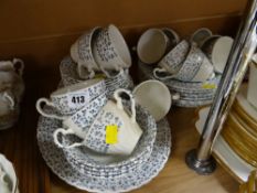 Parcel of English Staffordshire blue & white floral decorated tea & dinnerware