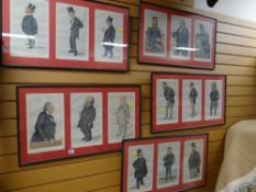 A set of five framed Vanity Fair 'Spy' trio prints, 'He Killed the Cat', 'Chorus', 'Foreign