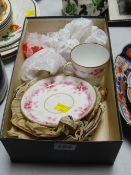 A small parcel of Copeland floral & gilt decorated cups & saucers