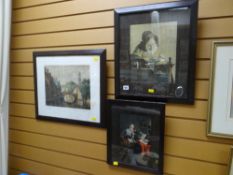 Three vintage framed continental prints