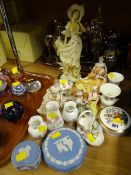 Parcel of china figures & animals together with a Coalport pastille burner, Aynsley vases etc