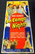 LA CONGA NIGHTS original cinema poster from 1940, poster is folded and in three sections, wear