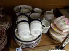 Vintage Elite Staffordshire blue & gold teaset together with a small parcel of Aynsley cups, saucers