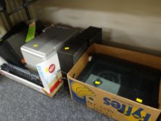Parcel of mainly electrical items including a Fidelity turntable & speakers, computer printers,