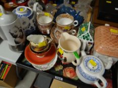 Novelty teapots, teaware, Aynsley cabinet teacup & saucer together with small milk jug & sugar bowl